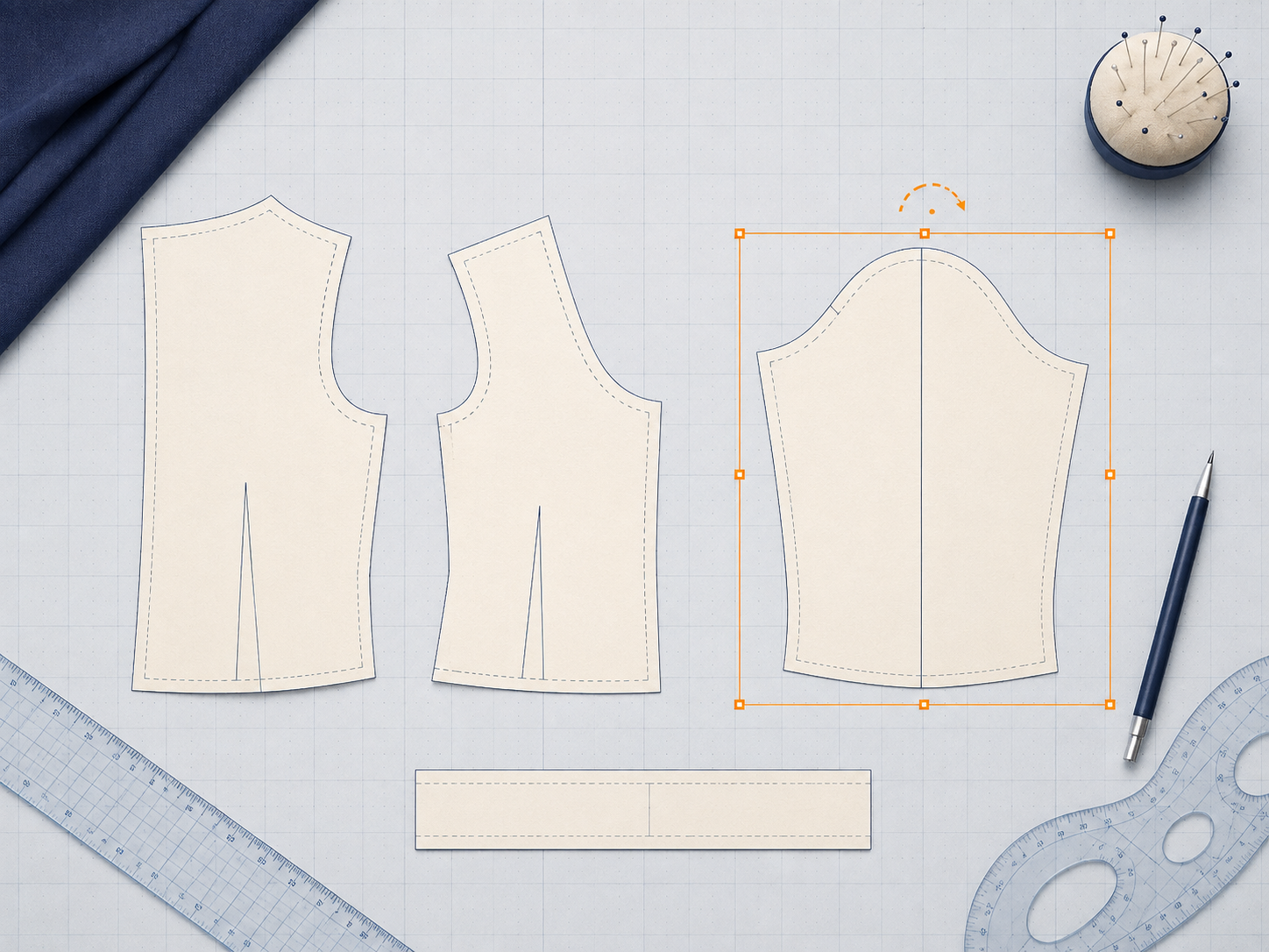 선택한 패턴 전체를 이동·크기 조절·회전하는 Transform Pattern 학습 참고 이미지